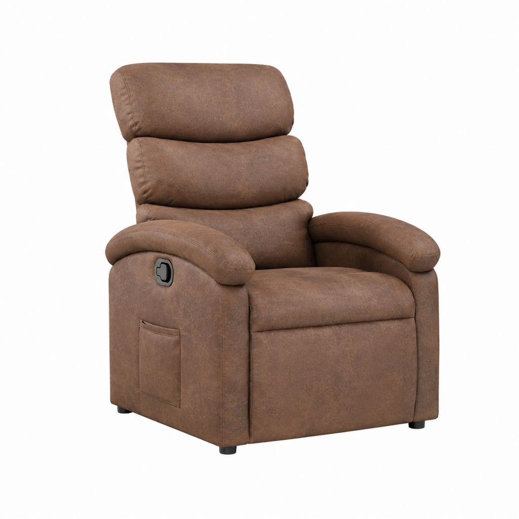 Relaxsessel Fernsehsessel Braun mit manueller Liegefunktion aus Polyester Mikrofaser 90 x 95 x 105 cm