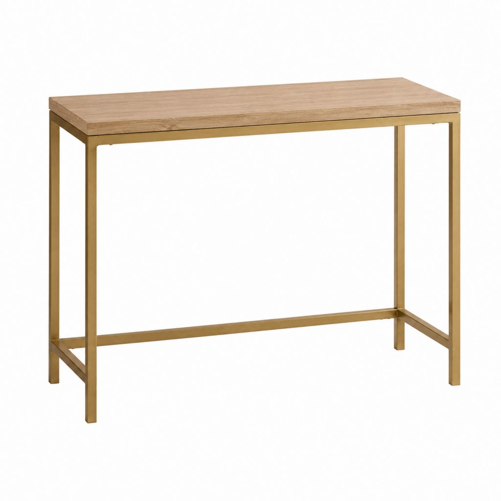 Konsolentisch rechteckig Eichenfurnier Stahl goldfarben 100 x 35 x 75 cm