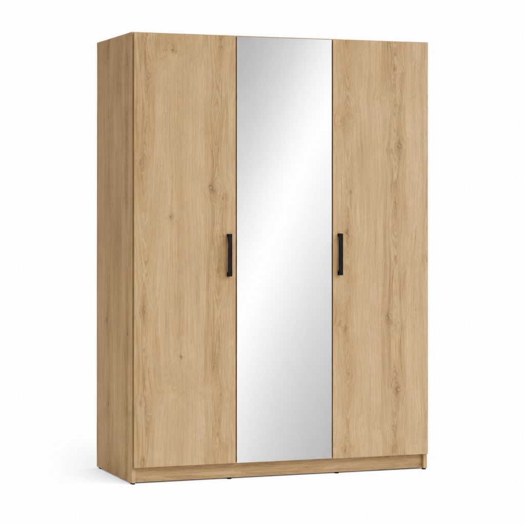 Kleiderschrank mit Spiegel Eichefarben Spanplatte rechteckig 120 x 52 x 195 cm