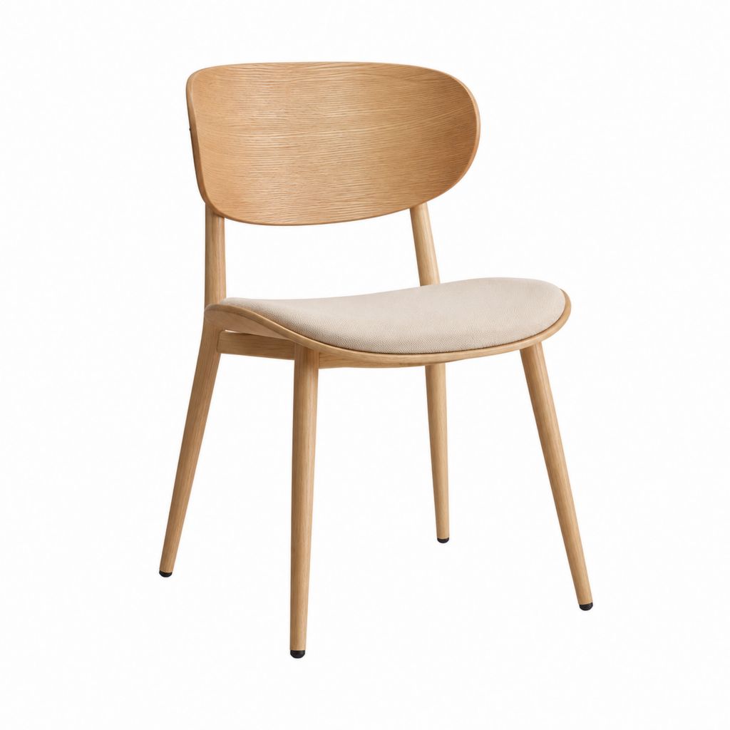 Esszimmerstuhl Beige mit Eichenholzgestell und gepolstertem Sitz 80 x 49 x 53 cm