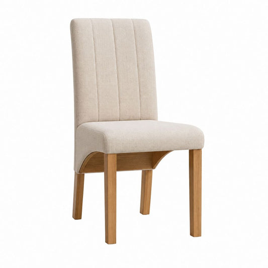 Esszimmerstuhl Beige mit Polyesterbezug und Eichenholzbeinen 45 x 58 x 98 cm