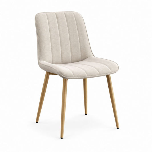 Esszimmerstuhl Beige gepolstert mit Polyesterbezug und Eichenholzbeinen 49 x 57 x 86 cm