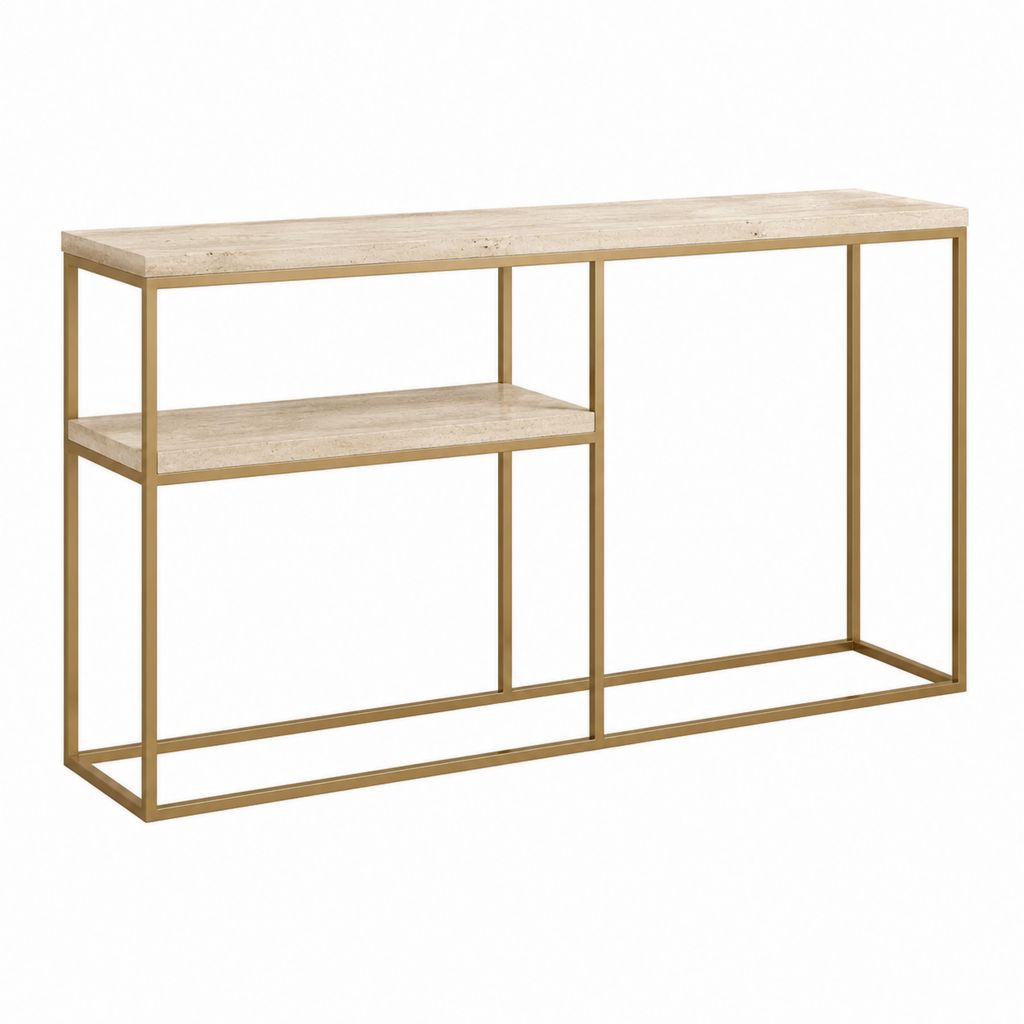 Konsolentisch Beige Gold aus MDF und Stahl rechteckig 120 x 35 x 80 cm