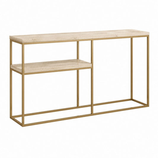 Konsolentisch Beige Gold aus MDF und Stahl rechteckig 120 x 35 x 80 cm