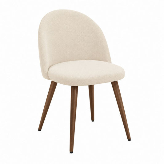 Esszimmerstuhl mit Rückenlehne Beige Polyester-Bouclé Massivholz 50 x 55 x 82 cm