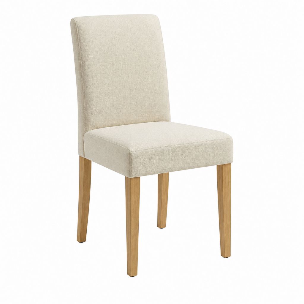 Esszimmerstuhl Beige mit Polyesterbezug und Massivholzgestell 45 x 55 x 98 cm