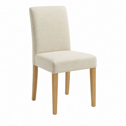 Esszimmerstuhl Beige mit Polyesterbezug und Massivholzgestell 45 x 55 x 98 cm