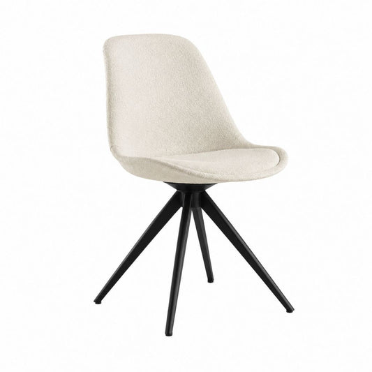Esszimmerstuhl Polsterstuhl Creme Polyester-Bouclé mit schwarzem Stahlgestell 48 x 58 x 83 cm