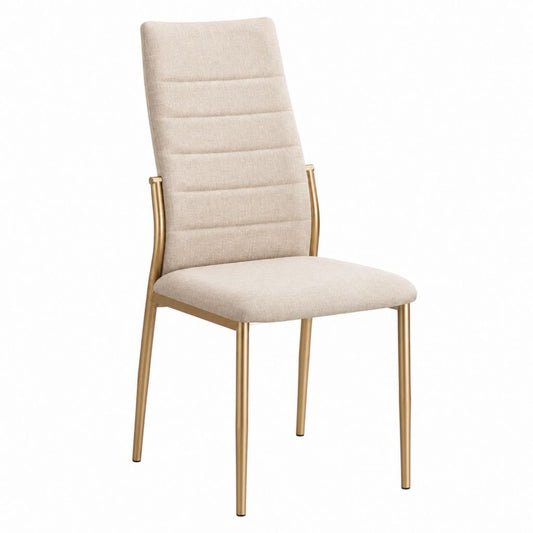 Esszimmerstuhl Beige mit Polyesterbezug und Stahlgestell Gold 45 x 57 x 98 cm