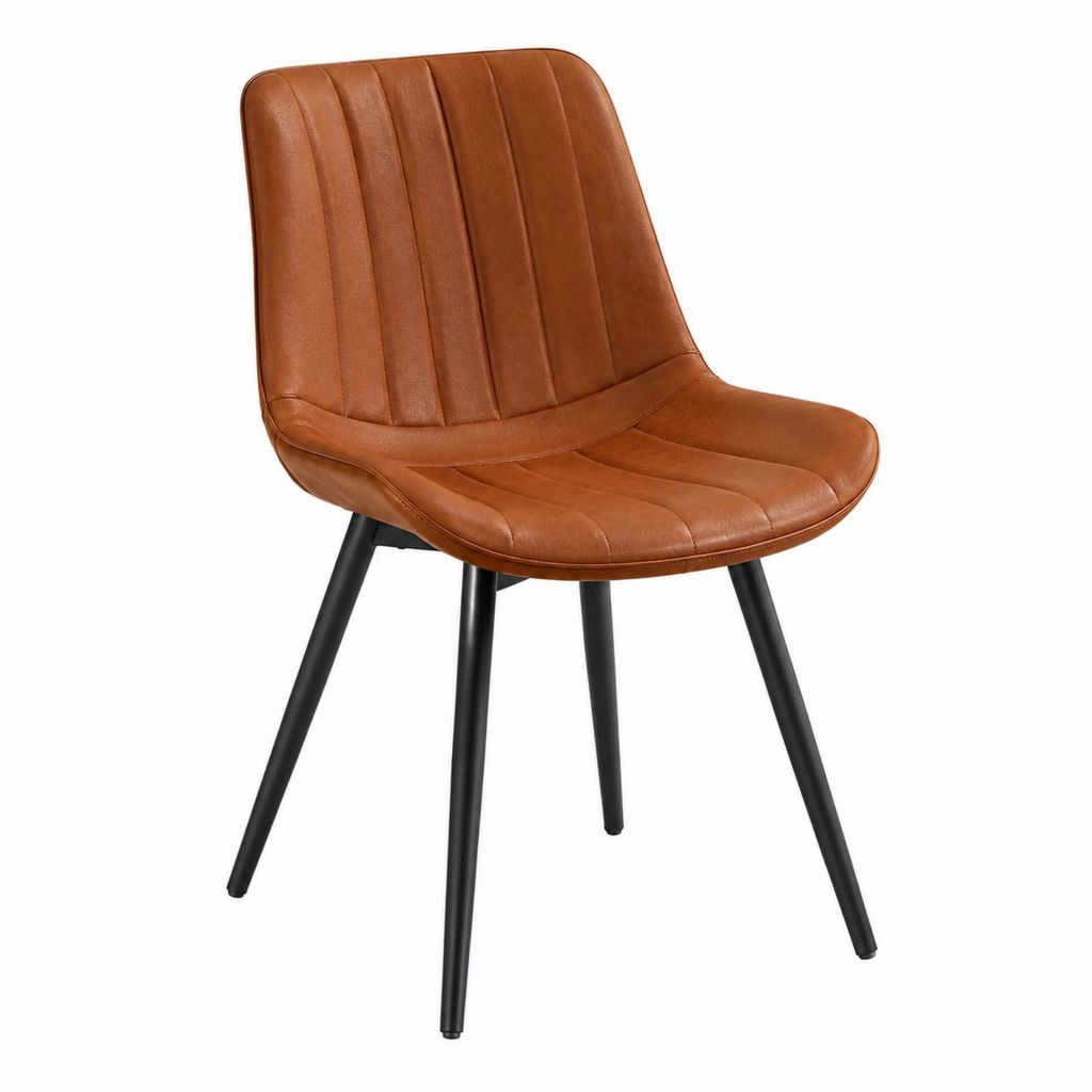 Esszimmerstuhl Braun aus PU-Kunstleder mit Stahlgestell schalenförmig 49 x 57 x 83 cm